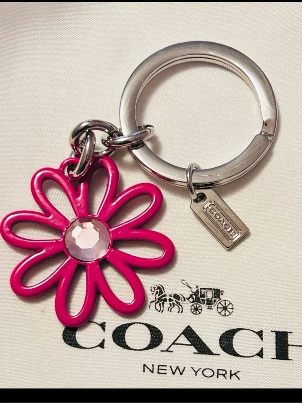 NWOT Coach Pink Y2K Flower Charm Keychain/ Bag Charm